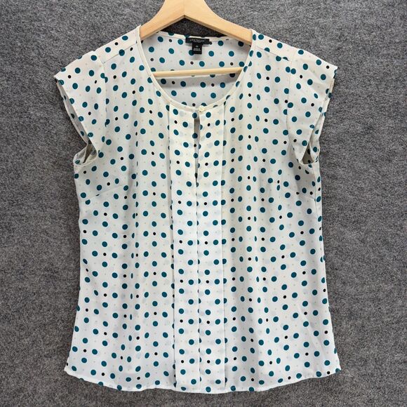 Ann Taylor Tops - Ann Taylor Blouse Women XS White Polka Dot Short Sleeve Crew Neck Pullover